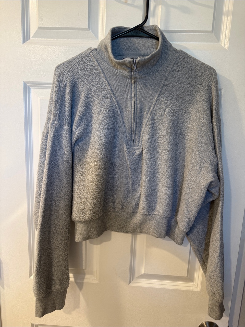 Victoria's Secret Light Gray Half-Zip Cropped Pullover